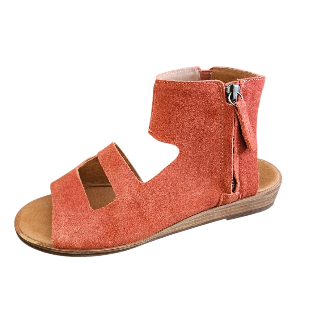 Anthropologie Gee'Wawa Farah Burnt Orange Suede Cutout Ankle Sandals Size 8